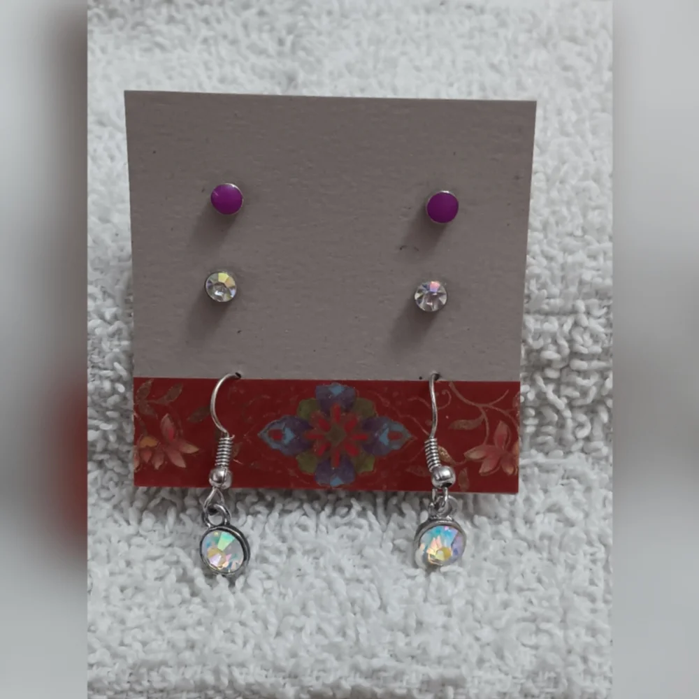 Purple and Iridescent Earring Set